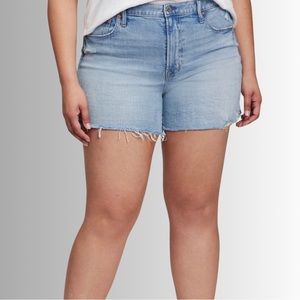 Chico’s Platinum Denim High Waist Frayed Shorts, Cotton Polyester Spandex